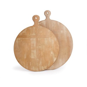 Plum & Post 20" Large Premium Antique Round Wood Cutting Boards Set of 2 - 1 of 2