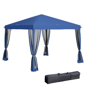 Aghana Digitals Blue 10x10 Pop Up Canopy with Netting, Instant Gazebo Screen House, - 1 of 4
