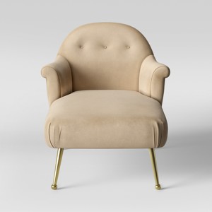 Comfrey Chaise Lounge with Brass Legs Ivory Velvet - Opalhouse