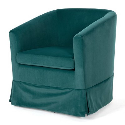 27.36" Modern Swivel Chairs with Elastic Sponge Backrest Seat Cushion Solid Wood Frame Upholstery Sofa Chairs for Bedroom Living Room Green