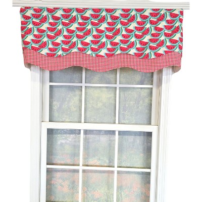 RLF Home 100% Cotton Sandias Glory  Fully lined Windows Rod Pocket Valance 50" x 16"  Red