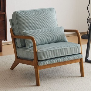 Karl Home Mid Century Solid Wood Accent Chair Upholstered Armchair with an Extra Pillow - 1 of 4