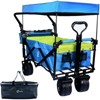 VisioGear Collapsible Wagon with Removable Canopy, Folding Wagon Cart with Cooler Bag, for Camping Beach Shopping, Blue&Green, 35"*20"*45" - 2 of 4