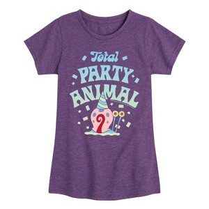 Girls' - Spongebob Squarepants - Total Party Animal Fitted Short Sleeve Graphic T-Shirt - 1 of 4
