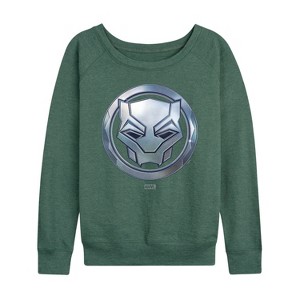 Women's - Marvel - Black Panther Circle Logo Lightweight French Terry Wide Neck Long Sleeve Shirt - 1 of 4