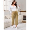 INSPIRE CHIC Womens Cotton Maternity Pants Straight Slacks Over Belly Casual Work Cropped Pregnancy Trousers with Pockets - 3 of 4