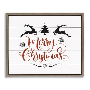 Stupell Industries Merry Christmas with Reindeer, 21" x 17" - 1 of 4