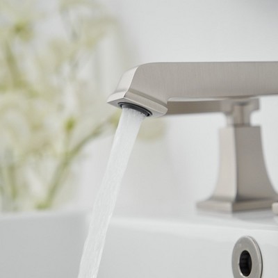Brushed Nickel Widespread 2-Handle Bathroom Faucet with Drain Assembly