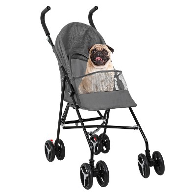FDW Pet Stroller Dog Cat Stroller Jogger Stroller with Handlebars Canopy Breathable Mesh & Leash Seat Belt Foldable