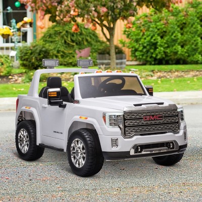 White 12V GMC Sierra HD Kids Ride-On Truck with Remote Control