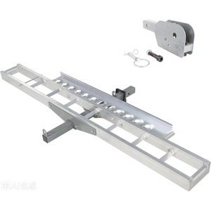 Heavy-Duty Aluminum Motorcycle Trailer Carrier with Loading Ramp, 600 Lbs Weight Capacity, Black Iron Build & 4 Straps - Secure Transport Platform - 1 of 4