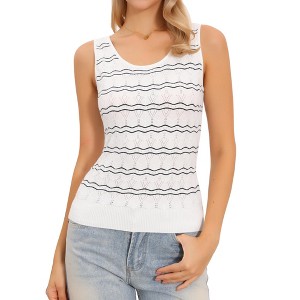 INSPIRE CHIC Women's Striped Sleeveless Vest Round Neck Knit Summer Casual Cami Tops - 1 of 4