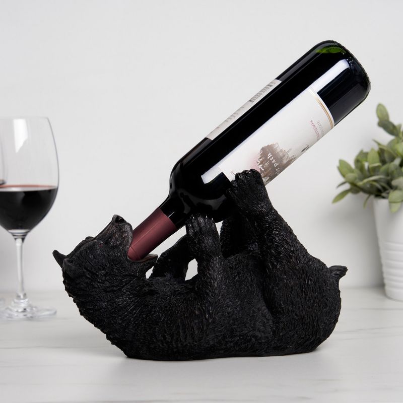 True Frisky Cub Polyresin Wine Bottle Holder Set of 1, Black, Holds 1 Standard Wine Bottle, 3 of 7