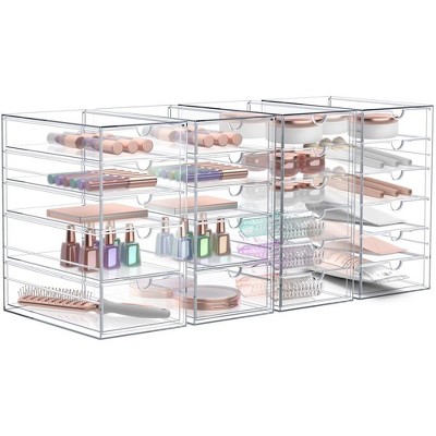 Sorbus X-large Clear Teal Makeup And Jewelry Organizer Case - 4 Piece Set  (12 Drawers) : Target