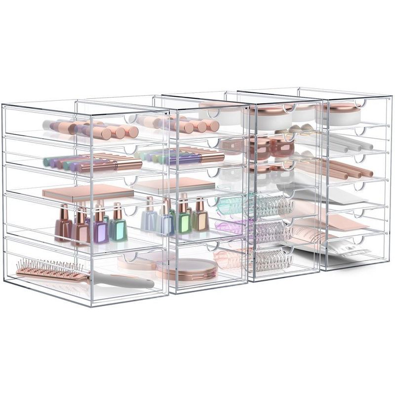 Sorbus 22 Drawers Acrylic Organizer for Makeup, Organization and Storage, Art Supplies, Jewelry, Stationary - 4 Pcs Clear Stackable Storage Drawers, 1 of 4