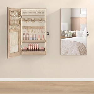 Mirror Jewelry Cabinet, Walld Armoire Jewelry Storage with Built-in Lights - 1 of 4