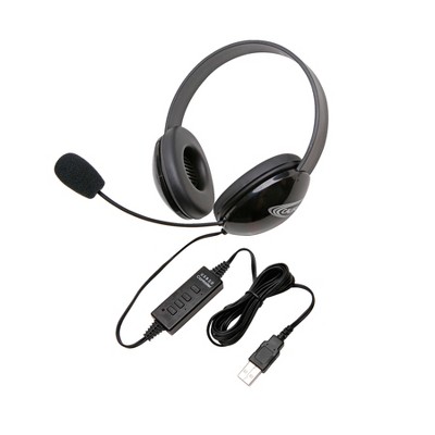 Califone Listening First 2800BK-USB Over-Ear Stereo Headset with Gooseneck Microphone, USB Plug, Black, Each