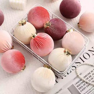 3.15 Inch 12PCS Shatterproof Velvet Christmas Balls Fabric Covered Ornaments, Festive Tree Decor for Home, Party & Tabletop Display - 1 of 4