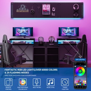 43" L Shaped Gaming Desk, Computer Desk with Power Outlets & Led Lights, Corner Desk with Monitor Stand - 1 of 4