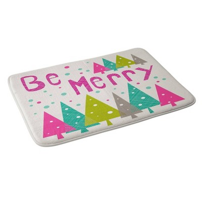 24"x36" Be Merry Bath Mat Pink - Deny Designs