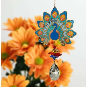 Woodstock Crystal Suncatchers, Crystal Wonders Peacock, Crystal Wind Chimes For Inside, Office, Kitchen, Living Room Decor, 5"L - 1 of 4