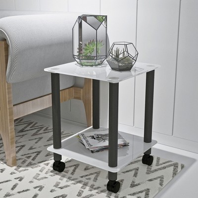 Side Table, 2-Tier Space End Table, Modern Night Stand, Sofa Table, Side Table with Storage Shelve, Multiple Color Schemes