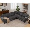 109.5'' Chenille Modular L-Shaped 6-Seater Sectional Sofa with Rivets Decorated Rolled Armrest and 7 Back Cushions - 3 of 4
