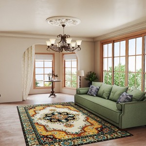 5x7ft Washable Oriental Floral Prints Area Rug, Thin Distressed Non-Slip Carpet for Living Room Bedroom, Dining Room Decor - 1 of 4