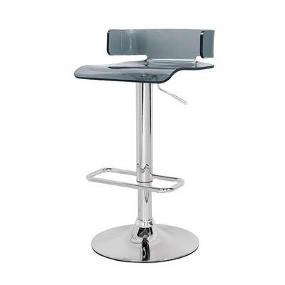 Rania Gray Acrylic and Chrome Adjustable Swivel Bar Stool