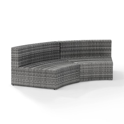 Catalina Gray Wicker 3-Seat Outdoor Sectional Sofa