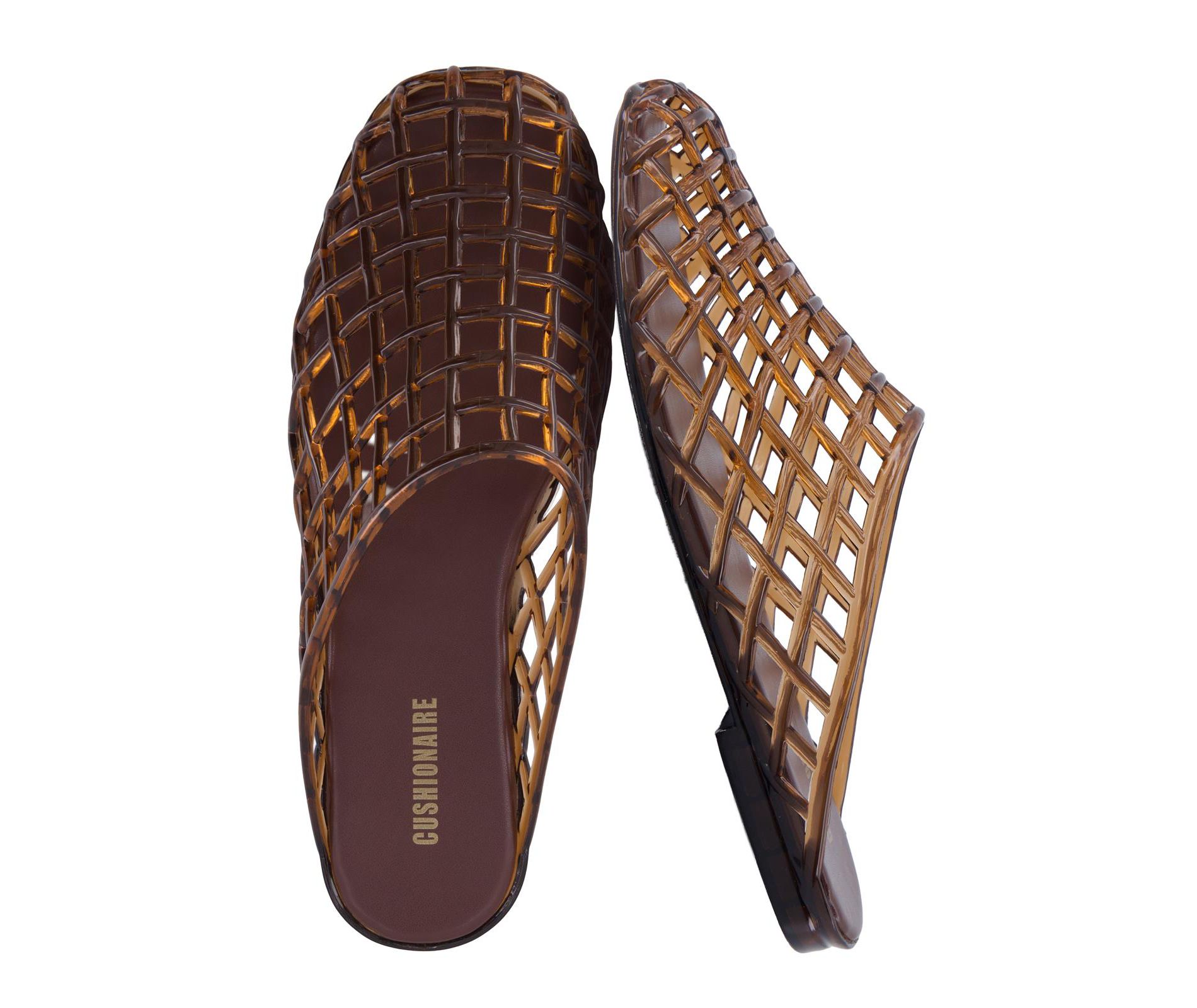CUSHIONAIRE Lab Jelly Flats for Women, Closed Toe Slip On Lightweight Womens Mules with Woven Design and Cushioned Comfort