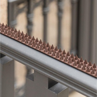 Brown Outdoor Plastic Repellent Fence Spikes for Birds, 10 Pack