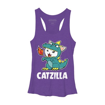 Women's Design By Humans Catzilla Halloween Costume Dragon Monster Kitten Cats Lover By lenxeemyeu Racerback Tank Top