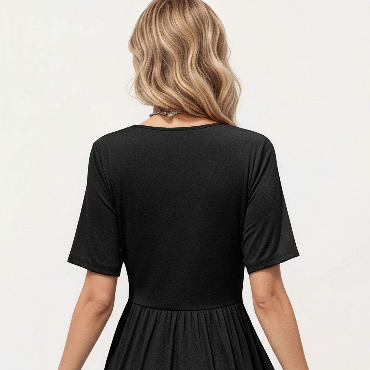 Anna-Kaci Short Sleeve Lace Trim Maxi Dress with V Neckline and Side Slit - thumbnail 6