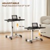 Overbed Rolling Desk, Adjustable Height Laptop Table with Wheels - Foldable Mobile Workstation for Home Office - 3 of 4