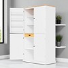 Kitchen Pantry Cabinet with 2 Drawers, Adjustable Shelves & 8 Door Racks, Freestanding Farmhouse Storage Cupboard for Kitchen Dining Room - 3 of 4