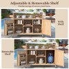 BAOURE Outdoor Kitchen Island with Stainless Steel Top, Farmhouse Solid Wood Grill Table with Spice Rack & Lockable Wheels - Natural Wood - 2 of 4
