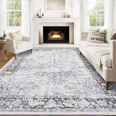 Washable Runner Rug, Non-Slip, Vintage Floor Carpet, Low Pile, Distressed Pearl Velvet, Foldable, Soft, Bathroom, Laundry, Entryway