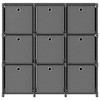 vidaXL 9-Cube Display Shelf with Boxes - Gray, Freestanding, Industrial Style, Steel Frame with Fabric - 3 of 4