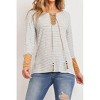 Women's LACE UP STRIPE TOP - Potter's Pot - 2 of 3