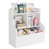 3-Tier Kids Toy Storage Organizer, Kids Bookshelf Toy Shelf with Cubby Brown, 3 Compartment Bookshelf & Toy Shelf - 2 of 4
