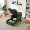 Corduroy Upholstered Indoor Sleeper Chaise Lounge Chair Bed with Storage, High-Density Foam, Throw Pillow and Rivet Detailing - 3 of 4
