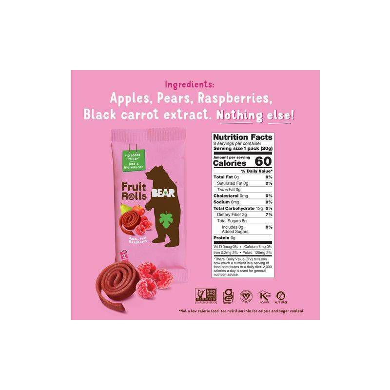 BEAR Raspberry Fruit Rolls - 5ct/3.5oz, 3 of 10