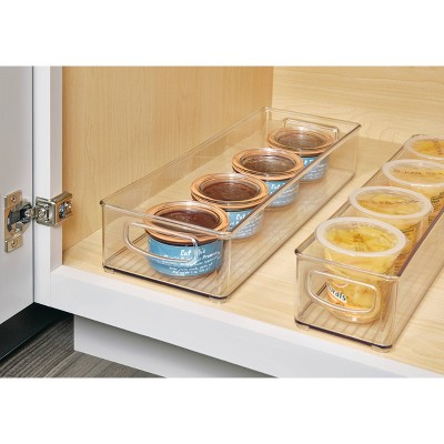 iDESIGN Kitchen Binz Plastic Stackable Organizer Tray with Handle Clear: Kitchen Cabinet Storage, 16"x6"x3", Spot Clean — фото 5