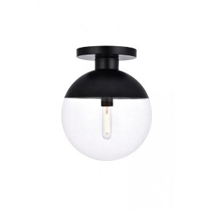 Elegant Lighting Eclipse 1 Light Black Flush Mount With Clear Glass - 1 of 4