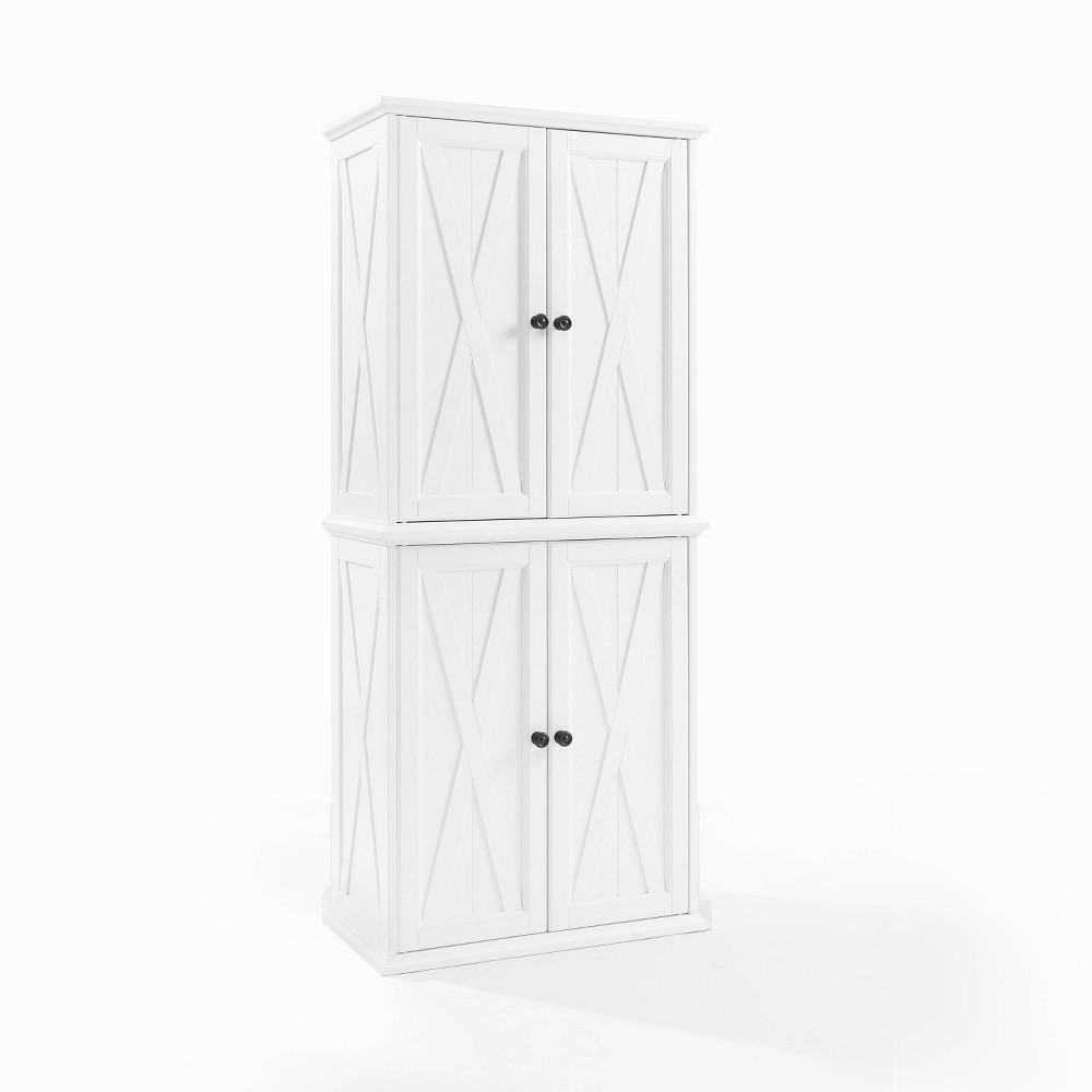 2pc Clifton Tall Pantry White - Crosley: Modern Farmhouse Style, Adjustable Shelves, Wood Veneer