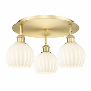 White Venetian - 3 Light Flush Mount In Modern Style-9 Inches Tall and 17.75 Inches Wide - 1 of 1