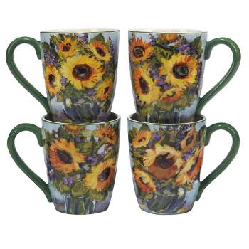 Set of 4 Sunflower Bouquet Assorted 20oz Mugs - Certified International