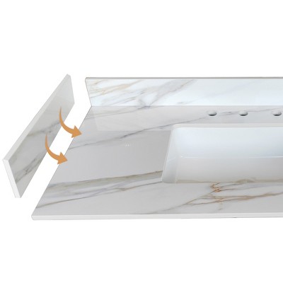 KWPZQEB 22" Bathroom Vanity Top Side Splash, 4" Height Backsplash, for Vanity Top, Carrara white with veins