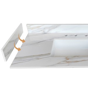 KWPZQEB 22" Bathroom Vanity Top Side Splash, 4" Height Backsplash, for Vanity Top, Carrara white with veins - 1 of 4